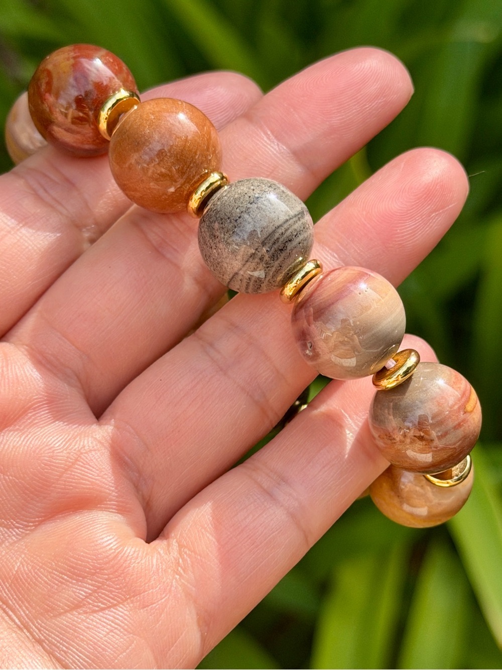 16mm Chunky Earth Tone Banded Jasper Bracelet 2629 - Picture 4 of 6